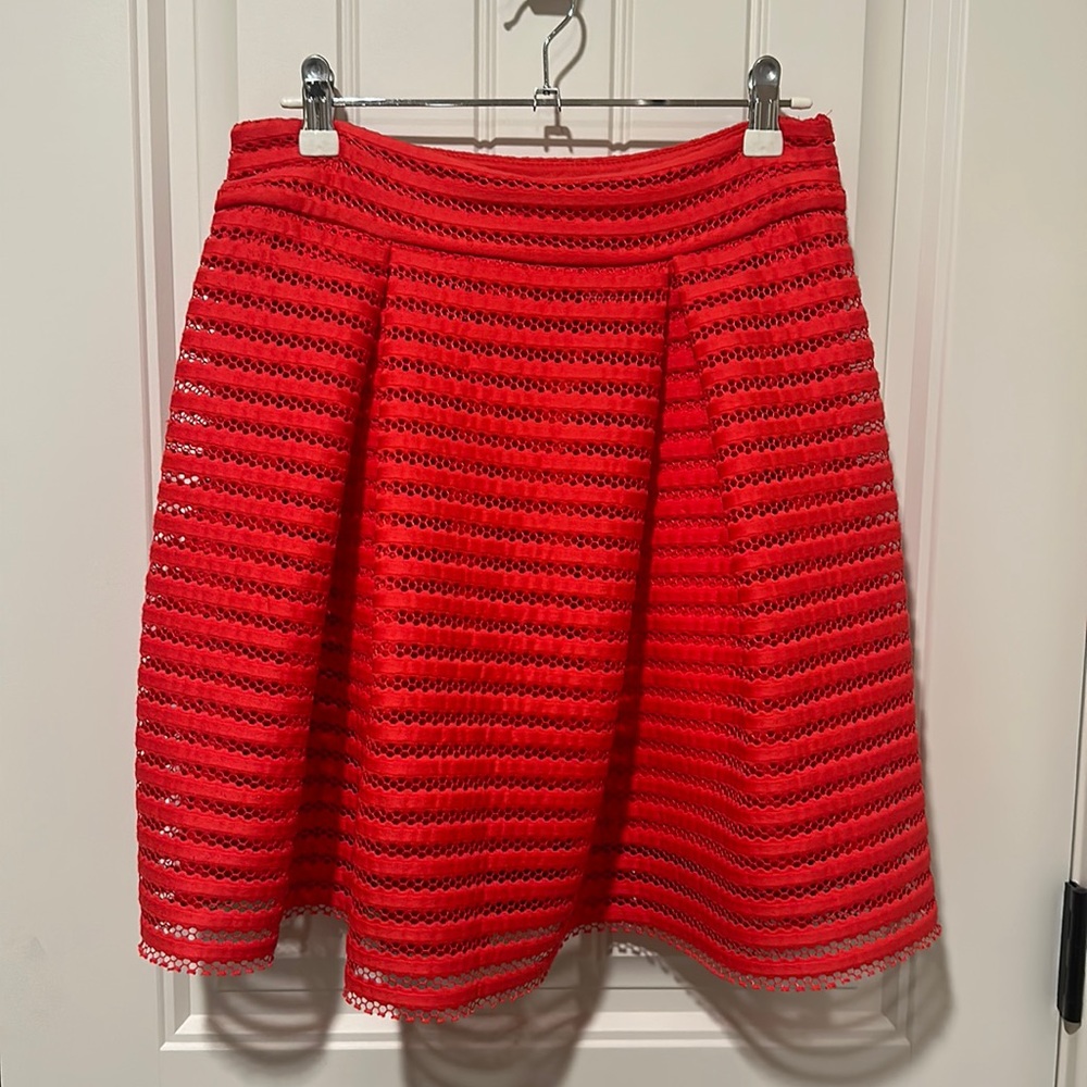 Size 6 Orange/Red Express High Waisted Flare Skirt